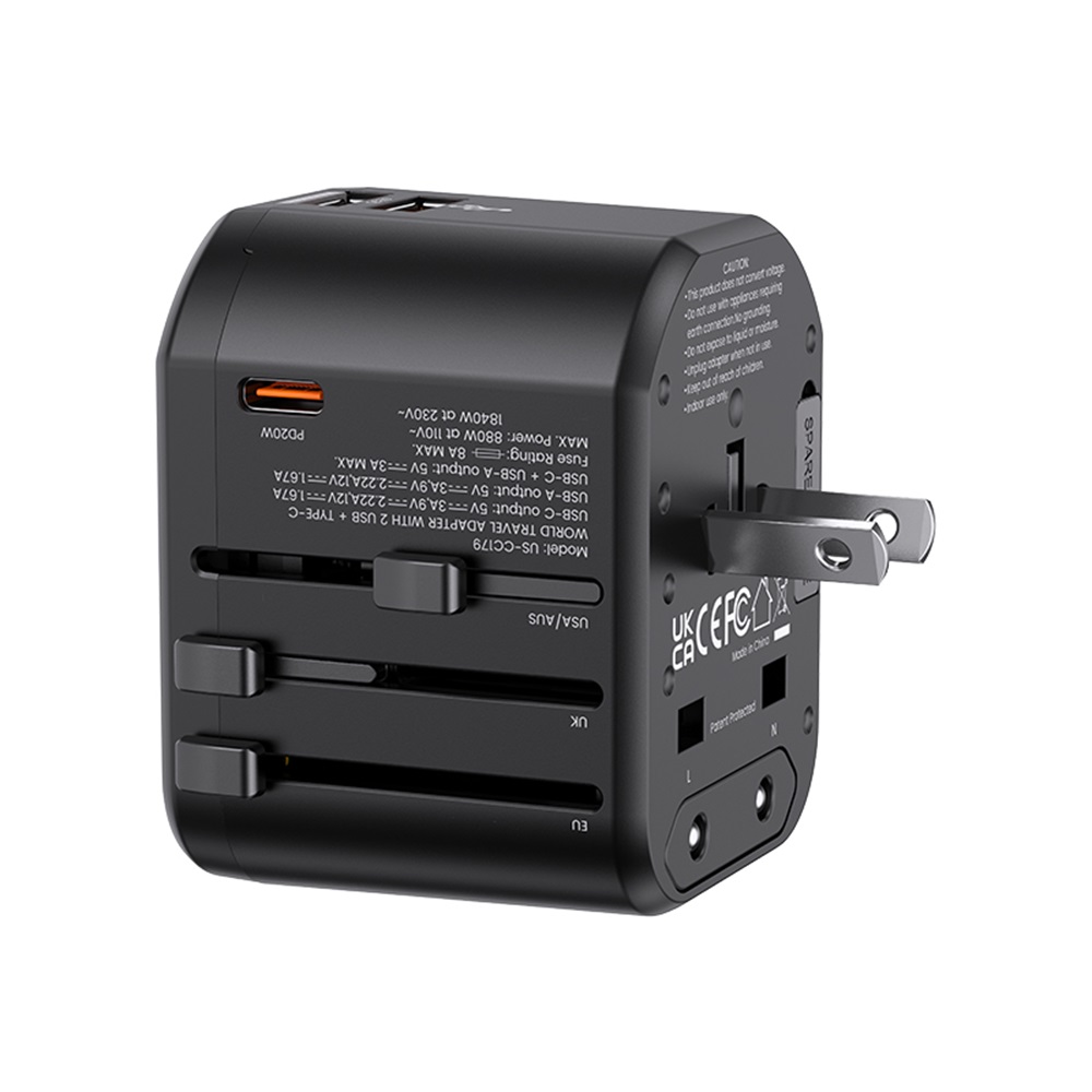 US-CC179 T59 20W Dual USB +Type-C Universal Travel Charger (US/AU/UK/EU)