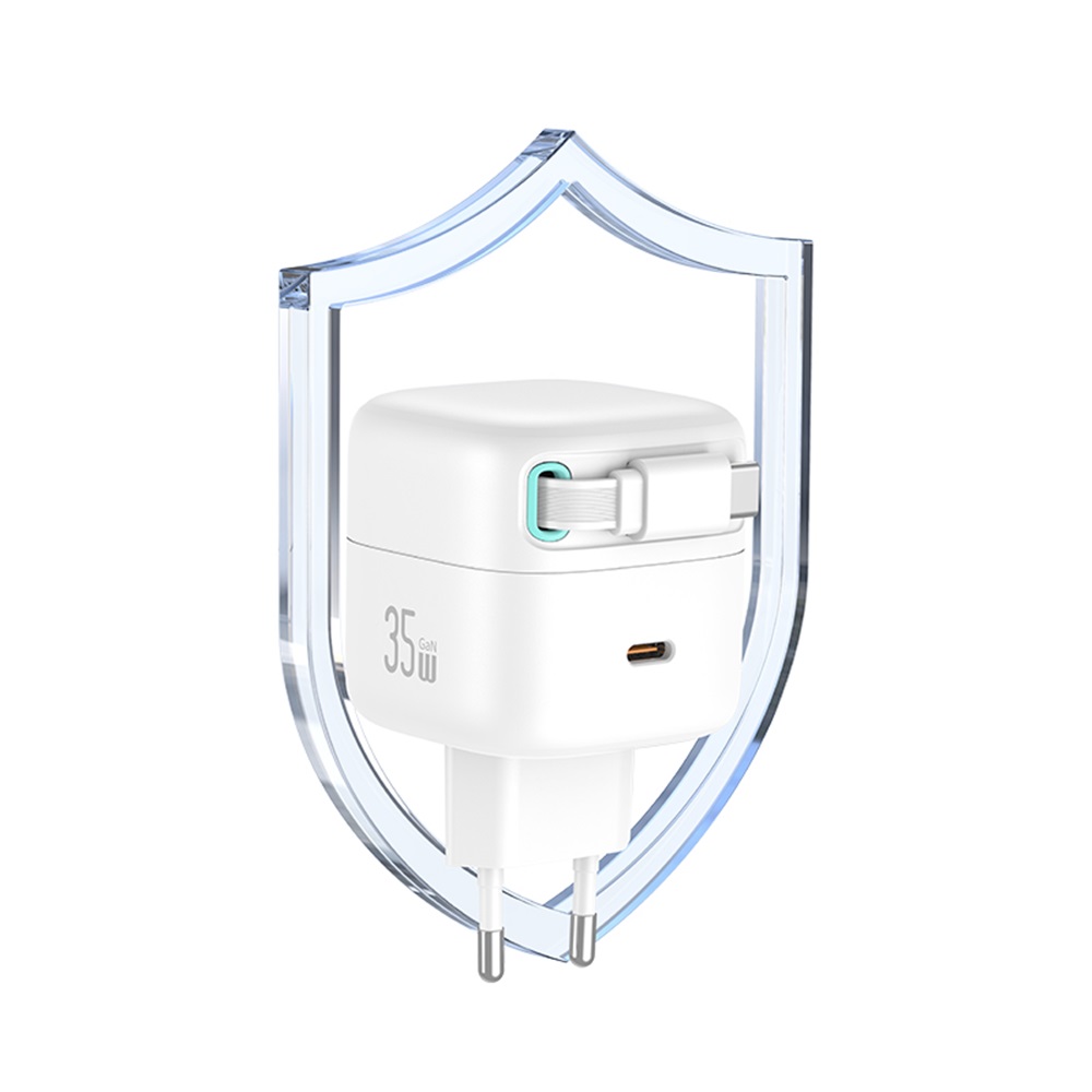 US-CC209 PD35W Dual 2C Output GaN Fast Charger With Lightning Magnetic Retractable Cable Module (EU)--XMF Series