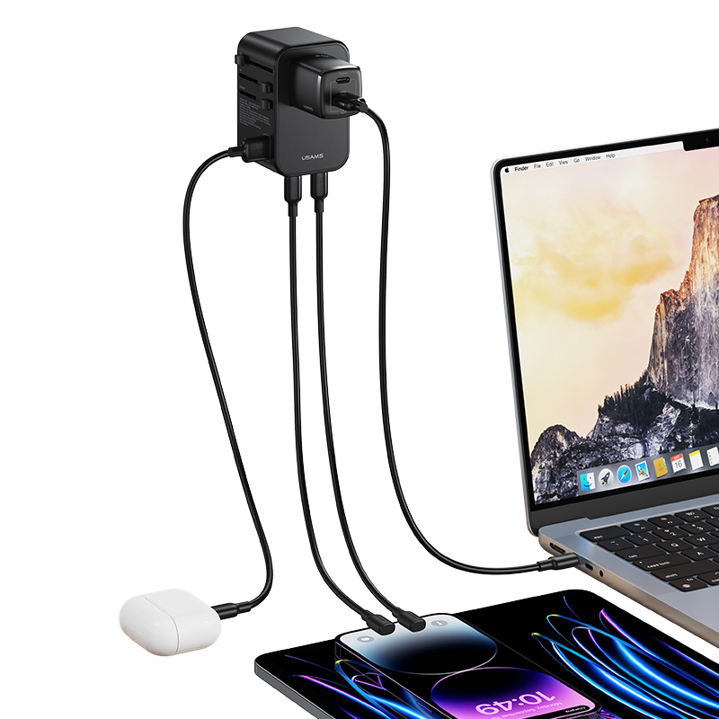 US-CC199 T62 65W Dual Type-C+USB Universal Travel Charger (US/AU/UK/EU)