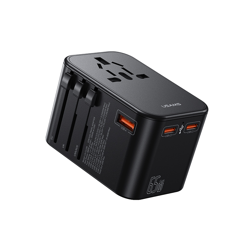 US-CC199 T62 65W Dual Type-C+USB Universal Travel Charger (US/AU/UK/EU)