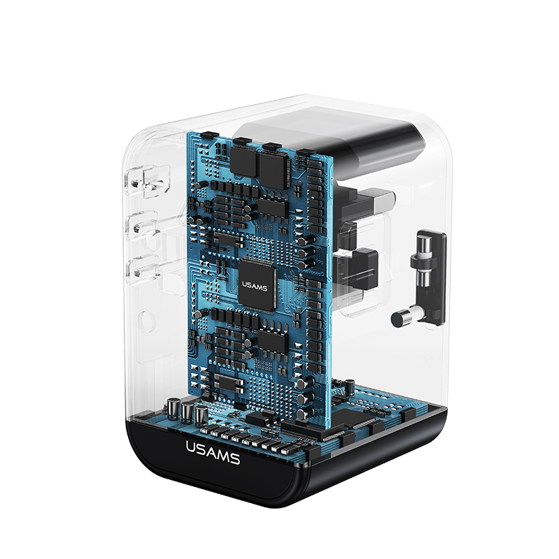 US-CC199 T62 65W Dual Type-C+USB Universal Travel Charger (US/AU/UK/EU)